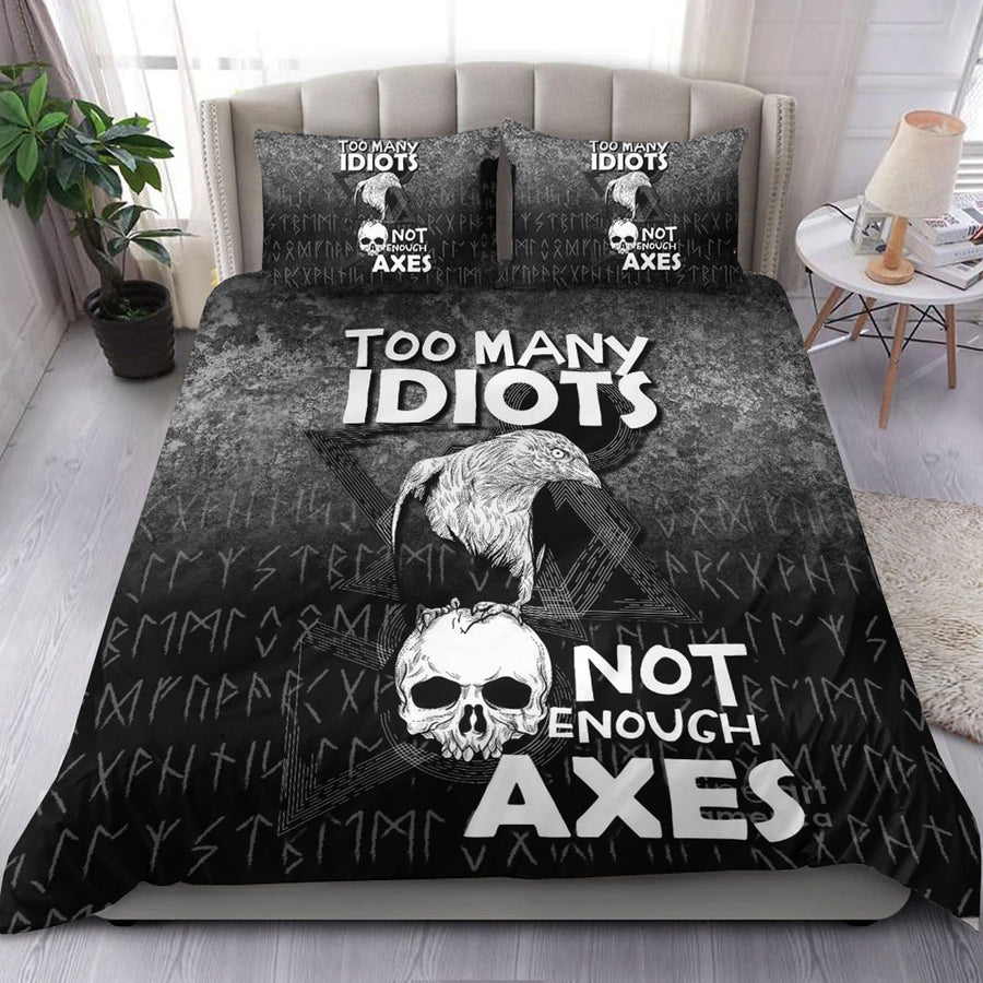 Ligerking Bedding Set -Too-Many-Idiots-Not-Enough-Axes-Viking Bedding Set A7