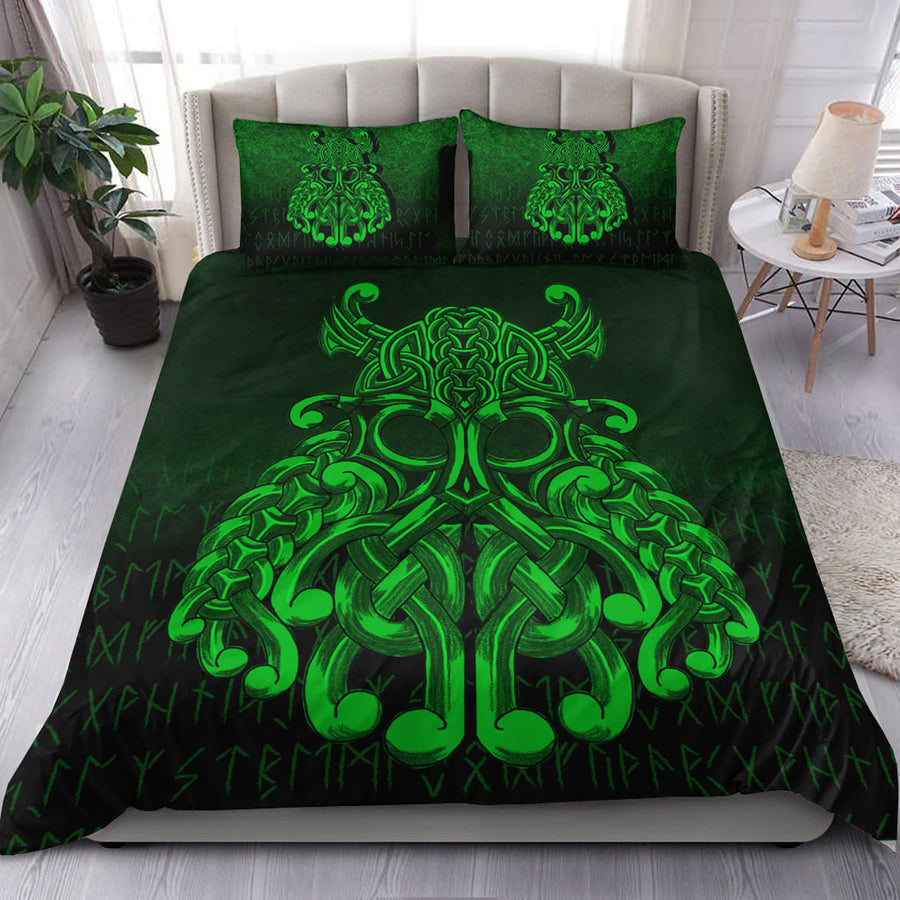 Ligerking Bedding Set - Vikings Odin Valhalla - Green Version Bedding Set A7