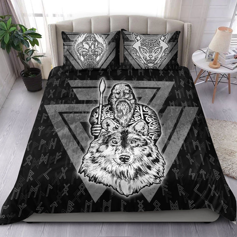 Ligerking Bedding Set -Viking Odin Wolf Bedding Set A95