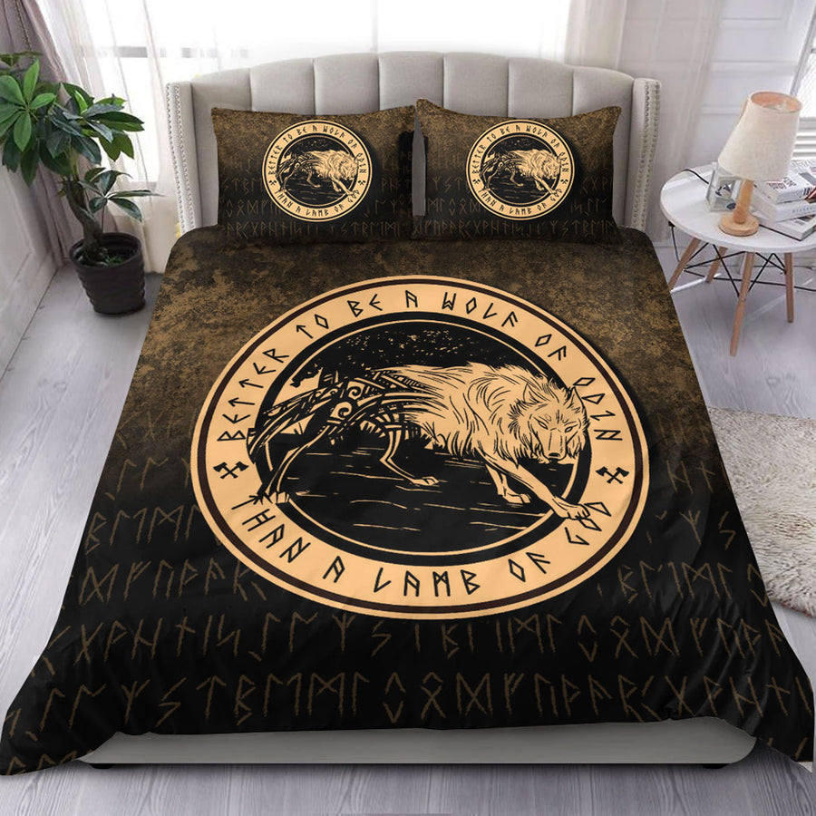Ligerking Bedding Set - Wolf Of Odin - Gold Version Bedding Set A7