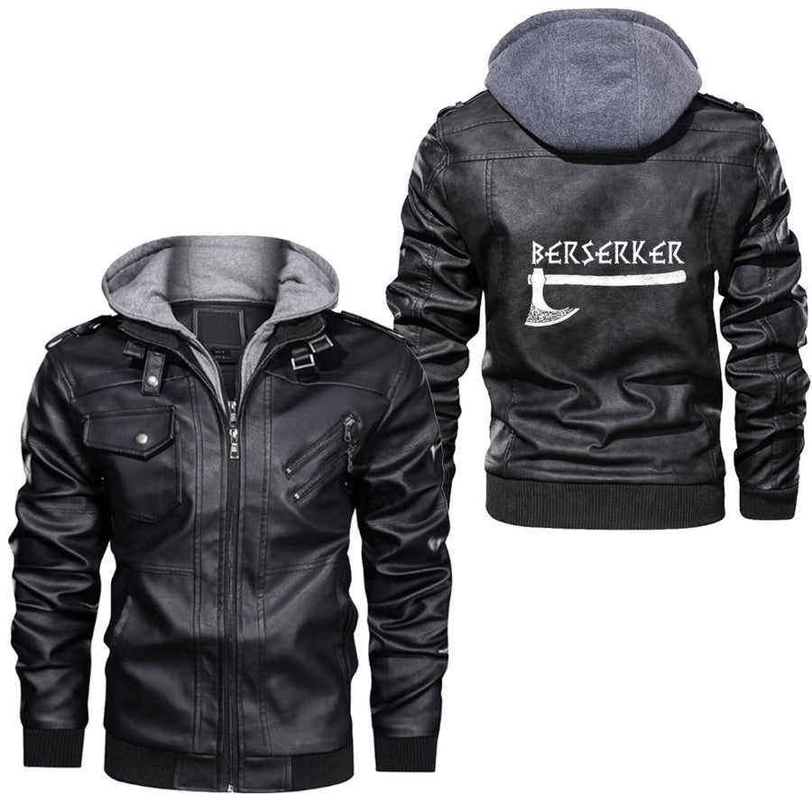 Ligerking - Berserker Odin Grizzly Bear Viking Leather Jacket A35