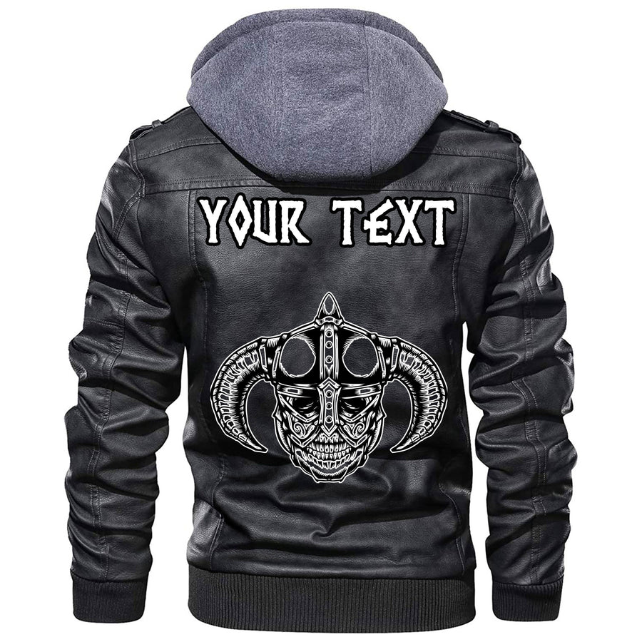 (Custom) Ligerking - Black And White Head With Shield And Axe Leather Jacket A35