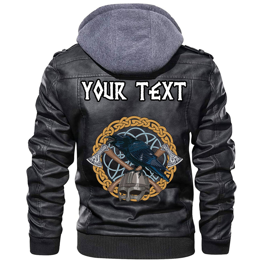 (Custom) Ligerking - Black Crow Sitting On Branch Of An Oak Tree Leather Jacket A35