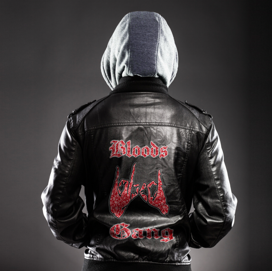 Ligerking Jacket - Bloods Gang Handsign Zipper Leather Jacket A31