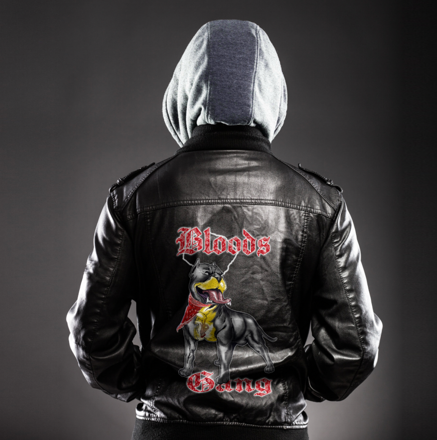 Ligerking Jacket - Bloods Skull Zipper Leather Jacket A31