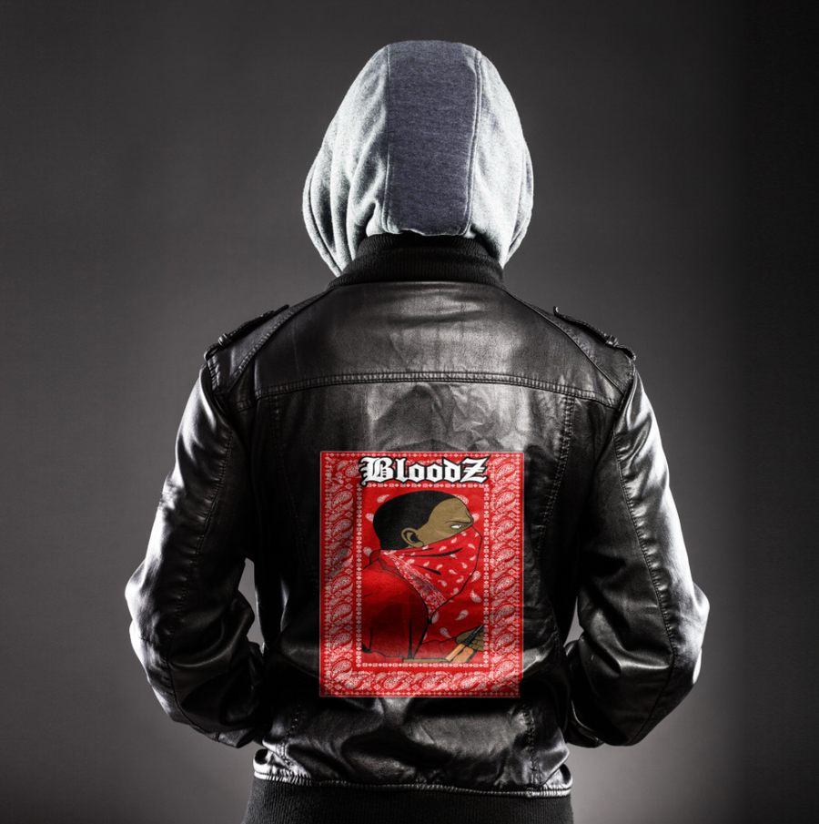 Ligerking Jacket - Bloods Gang Gangsign Zipper Leather Jacket A31