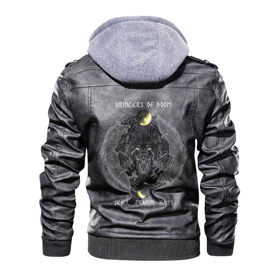 Ligerking - Viking Fenrir and Moon Leather Jacket A35