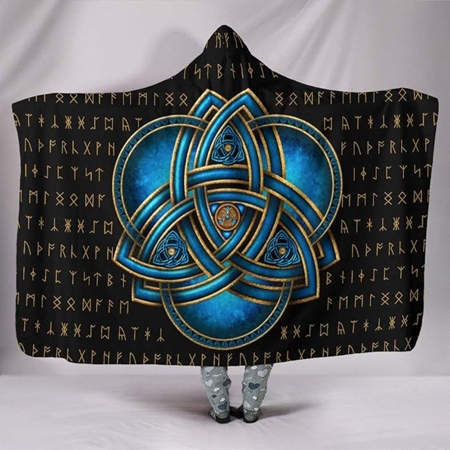 Ligerking Hooded Blanket - Celtic Knot Cyan and Rune A35