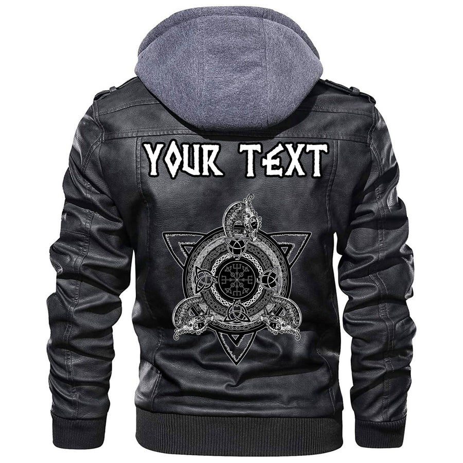 (Custom) Ligerking - Celtic Helm Of Awe Aegishjalmur Leather Jacket A35