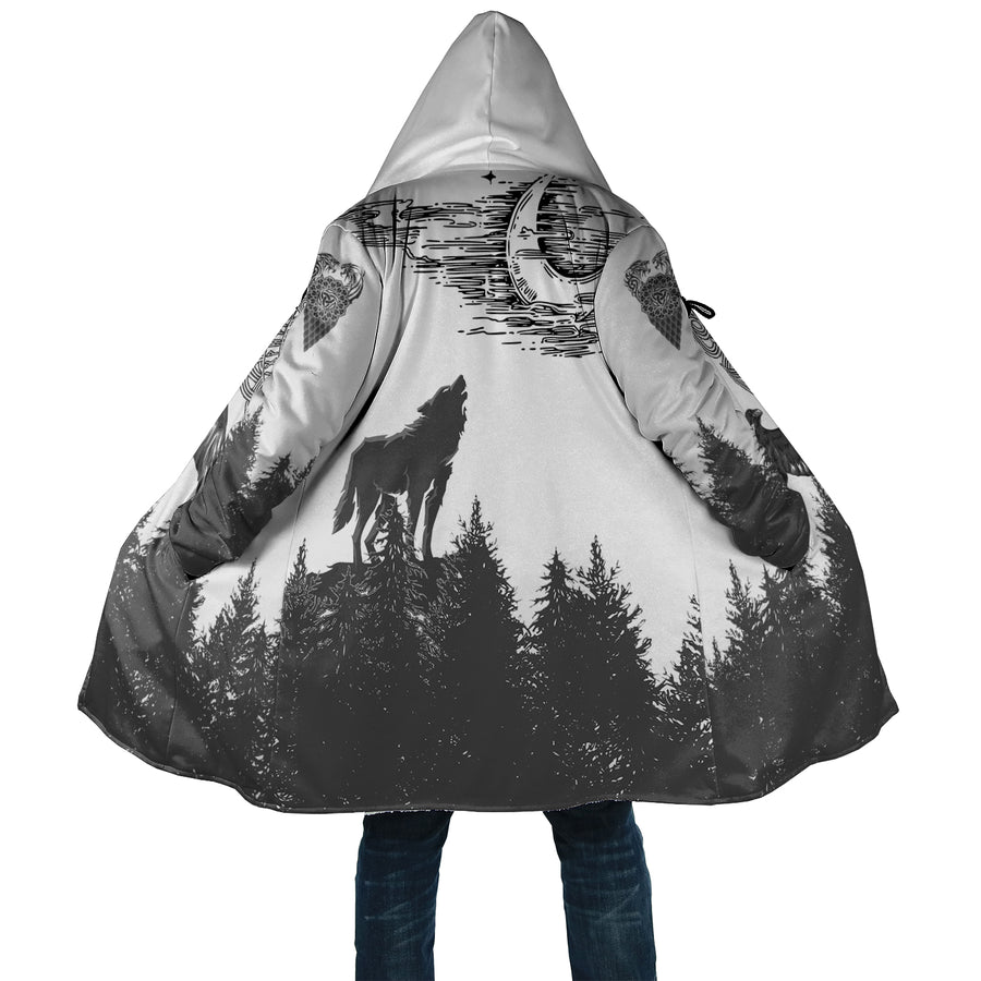 Ligerking Raven And Wolf In Pine Forest Cloak A21