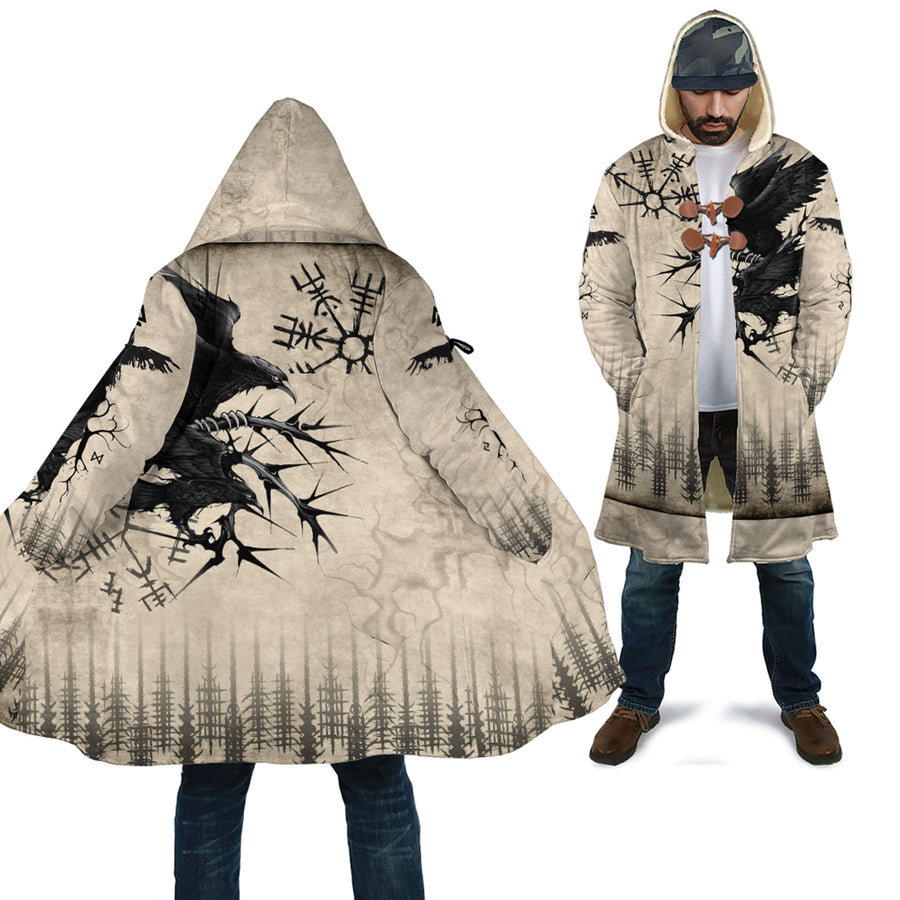 Ligerking Clothing -Raven and Vegvisir Vintage Style Cloak A94