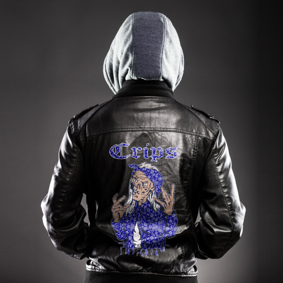 Ligerking Jacket - Crips Gang Pitbull Zipper Leather Jacket A31
