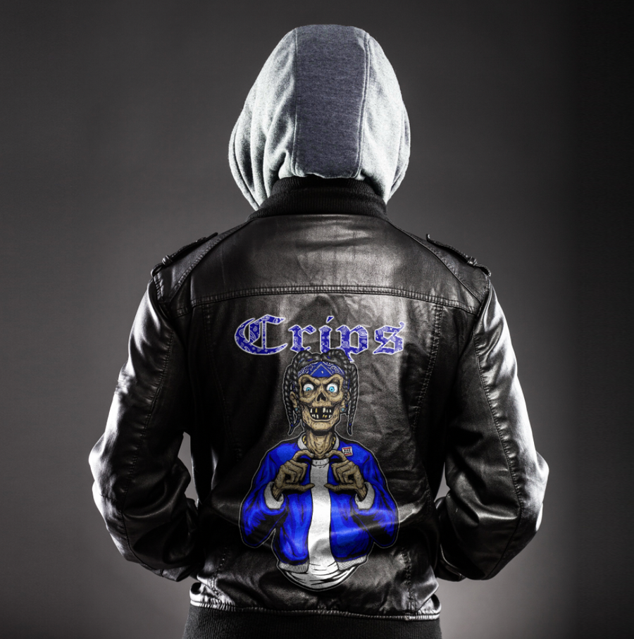 Ligerking Jacket - Crips Gang Handsign Zipper Leather Jacket A31