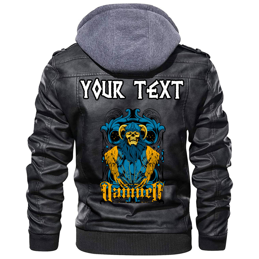 (Custom) Ligerking - Crows Scandinavian Runes Leather Jacket A35