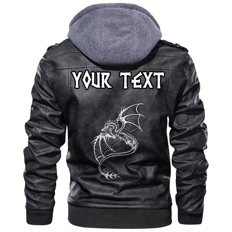 (Custom) Ligerking - Dark Red With Odin's Ravens Leather Jacket A35