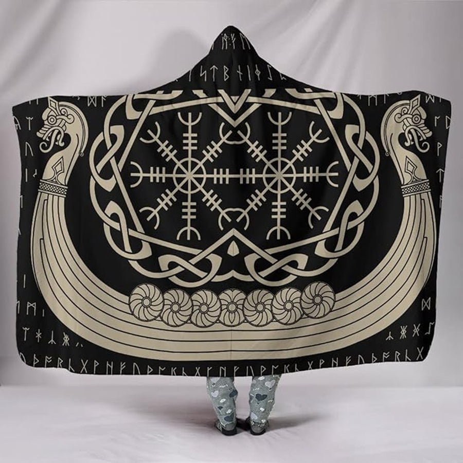 Ligerking Hooded Blanket - Dragon Viking Ship A35
