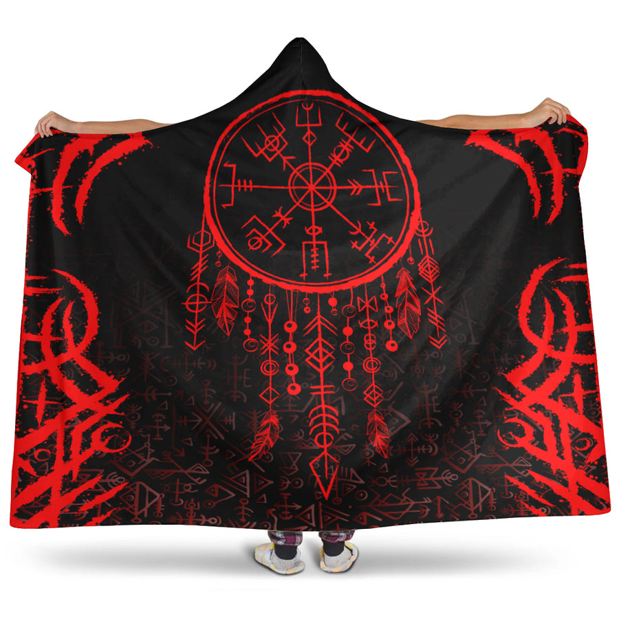 Ligerking Hooded Blanket - Dream Catcher Vegvisir Red Hooded Blanket A35