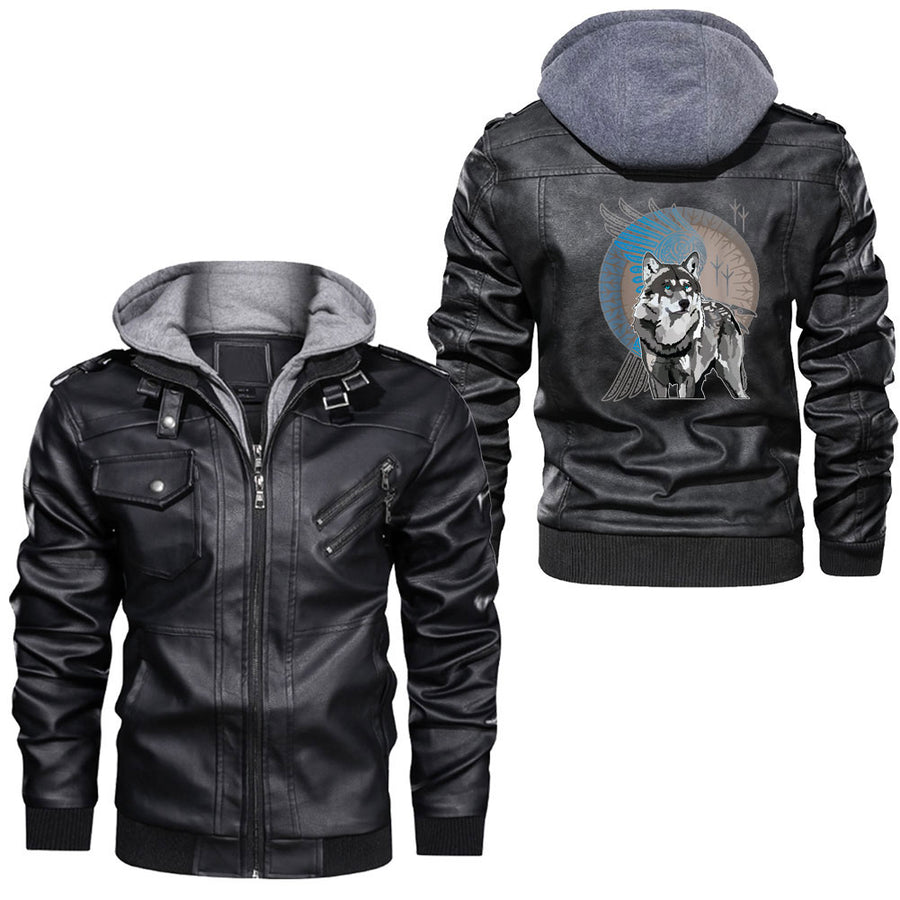 Ligerking -Fenrir Wolf Better To Be a Wolf of Odin Than a Lamb of God Leather Jacket A35