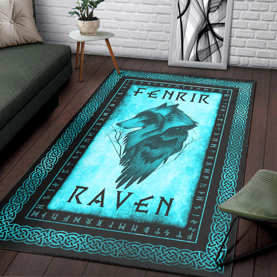 Ligerking Area Rug - Fenrir and Raven Cyan Area Rug A35