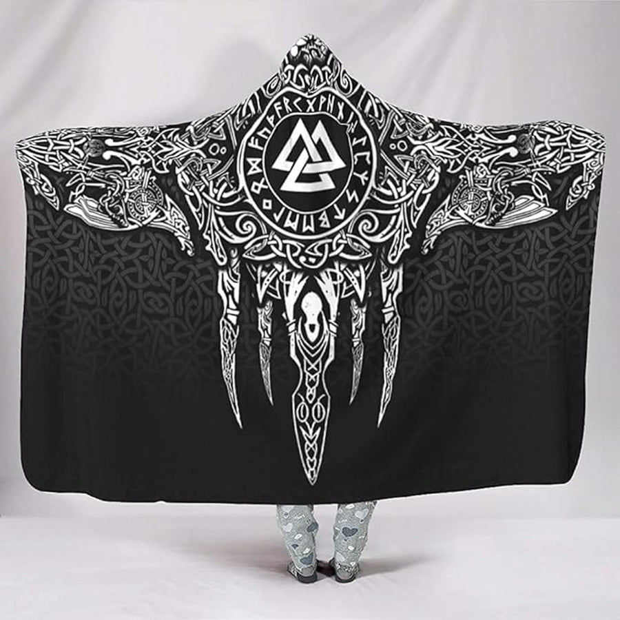 Ligerking Hooded Blanket - Fenrir and Valknut Tatoo A35