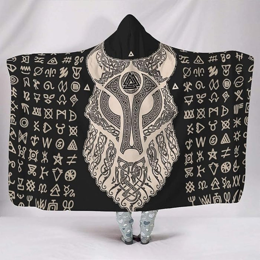 Ligerking Hooded Blanket - Fenrir and Valknut and Rune A35