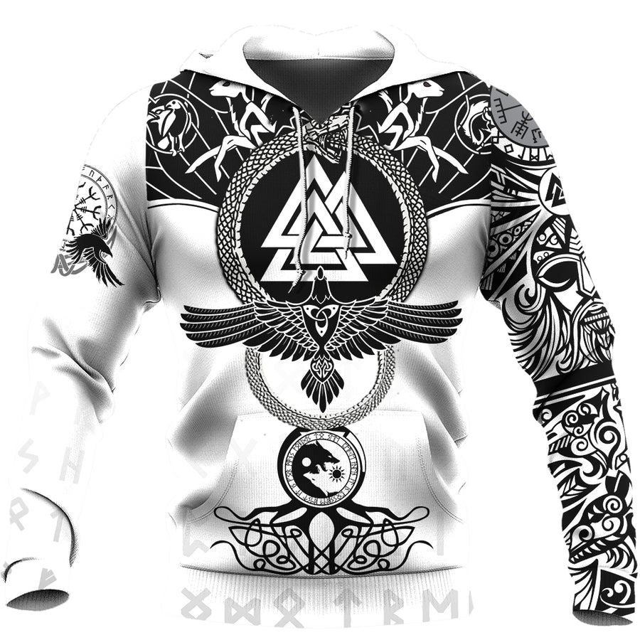 Ligerking Hoodie - Ouroboros Raven and Valknut Tattoo A35