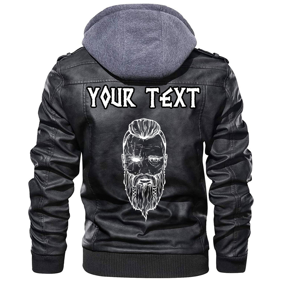 (Custom) Ligerking - God Odin With Two Ravens Leather Jacket A35