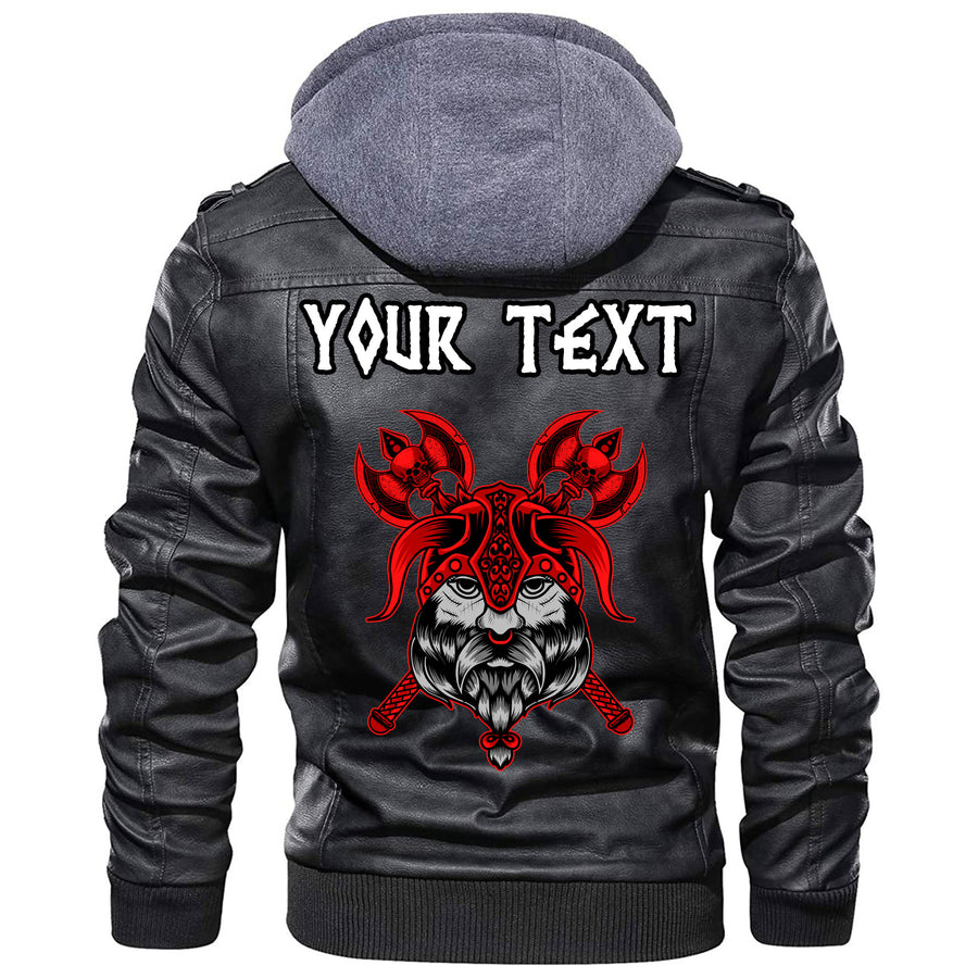 (Custom) Ligerking - Head Of Fierce Wolf Against The Background Of Swords Leather Jacket A35