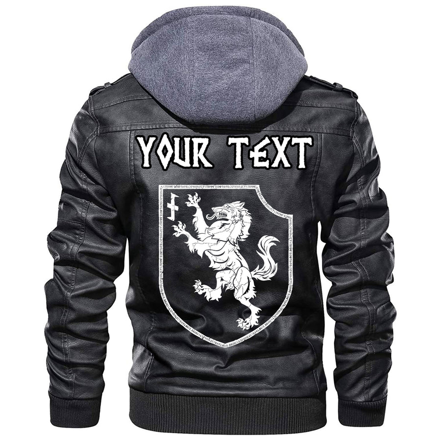 (Custom) Ligerking - Heraldic Lions With Sword Compass Ancient Leather Jacket A35