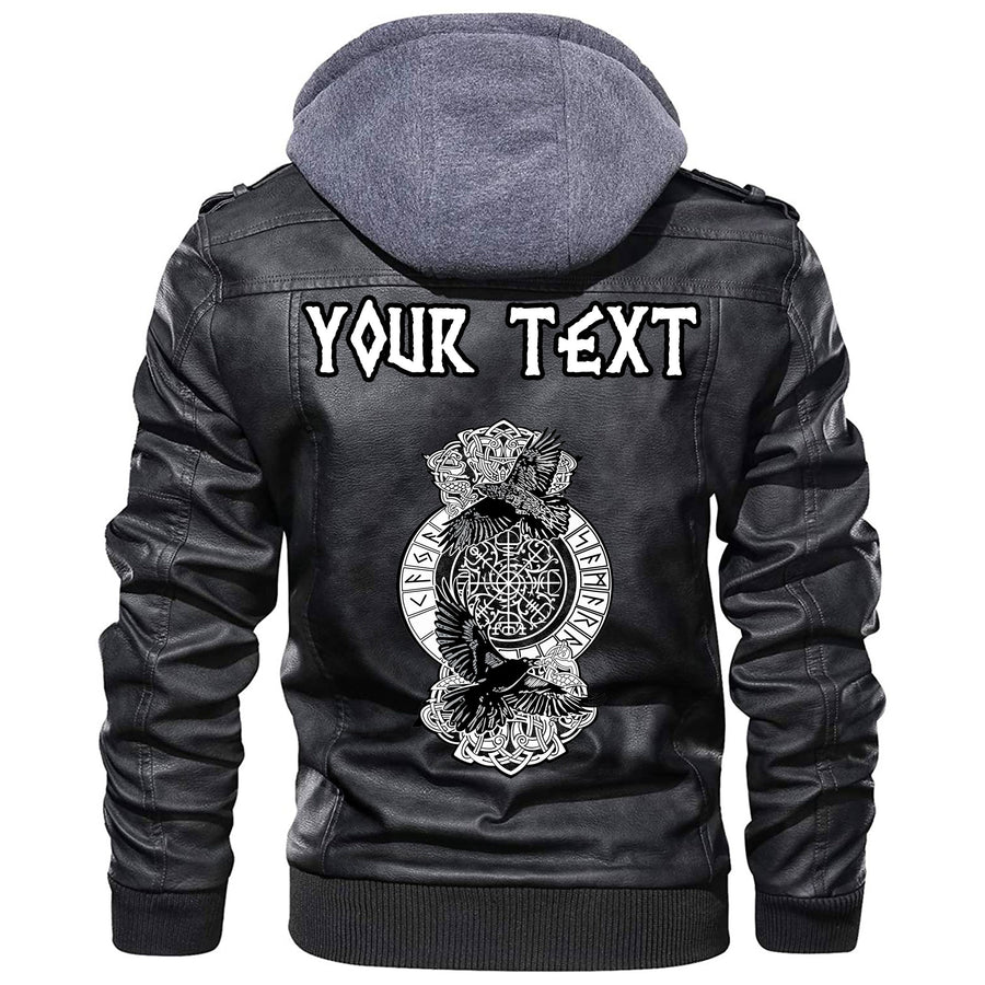 (Custom) Ligerking - Hugin and Munin Norse Mythology Leather Jacket A35