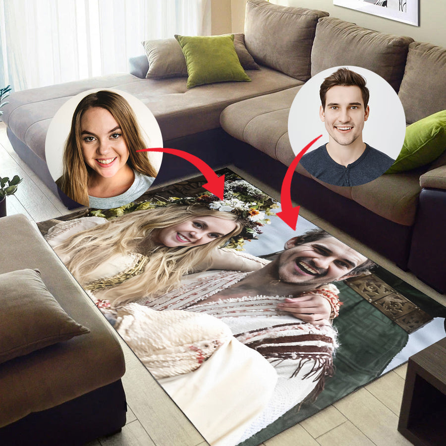 Ligerking Area Rug Personailzed - Personal Portrait In The Picture Wedding Anniversary Ligerking Area Rug A35