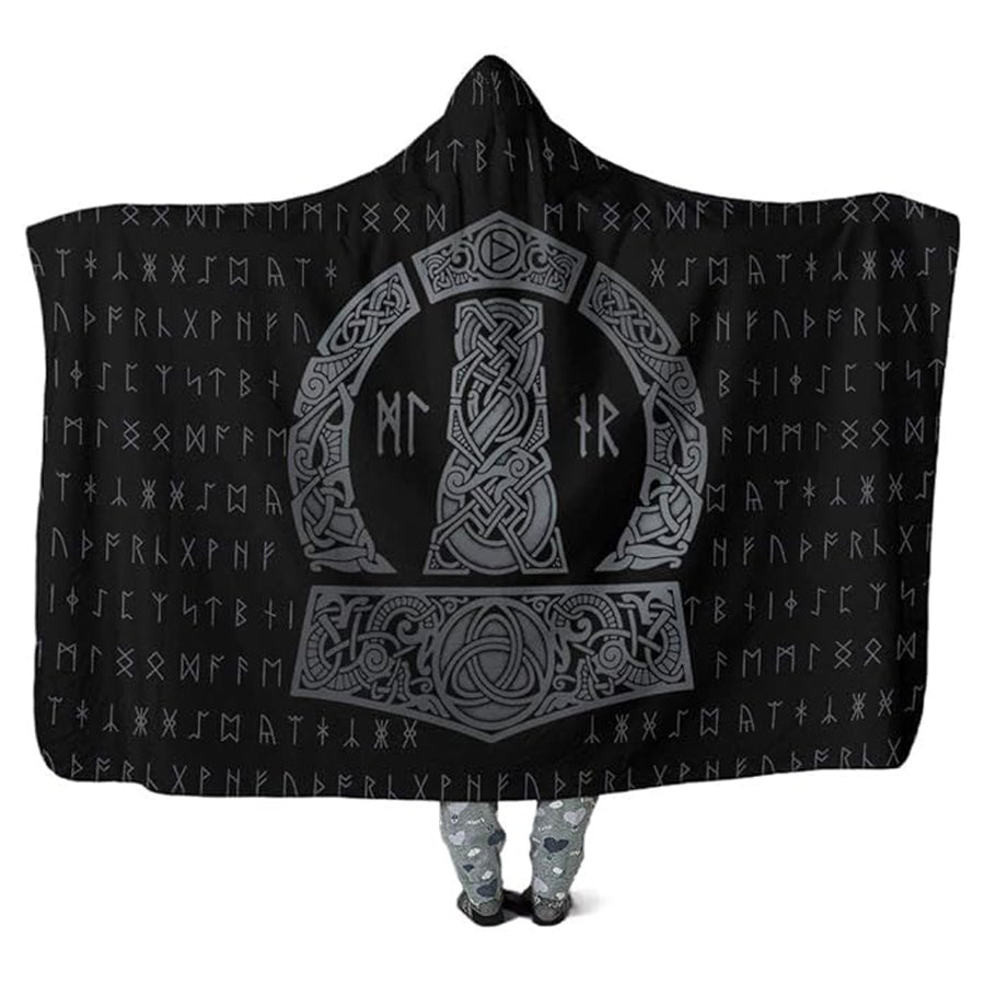 Ligerking Hooded Blanket - Mjolnir Tattoo on Rune A35