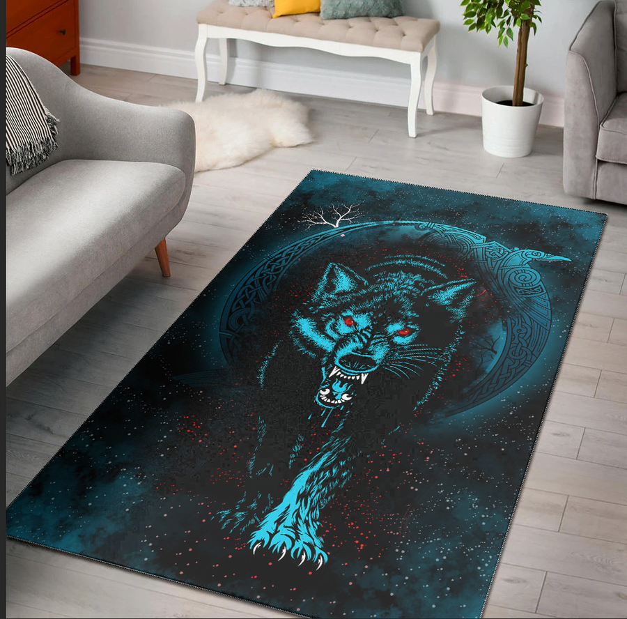 Ligerking Area Rug - Moon Wolf Tattoo Area Rug A31