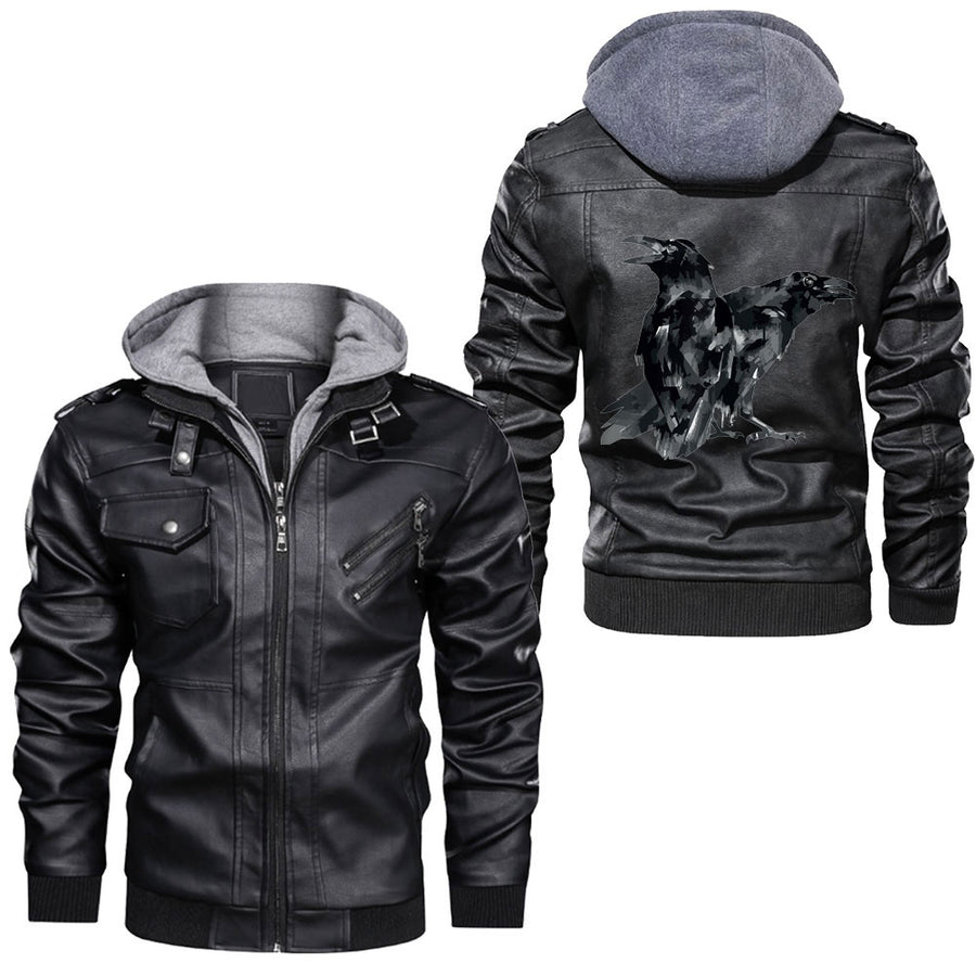 Ligerking - My Family is Protected By Odin and A Crazy Dad Tee Leather Jacket A35