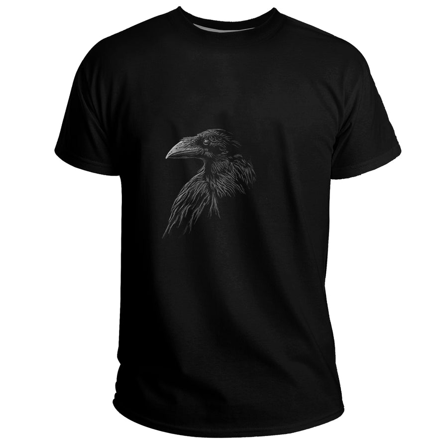 Ligerking Clothing (Custom) - Mystical black raven illustration crow Basic T-Shirt A35