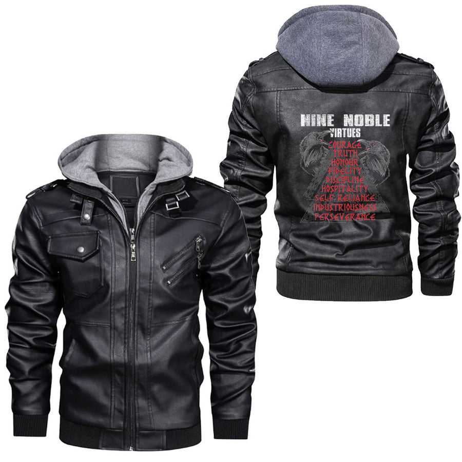 Ligerking - Nordic Germanic Fenrir Norse Mythology Leather Jacket A35