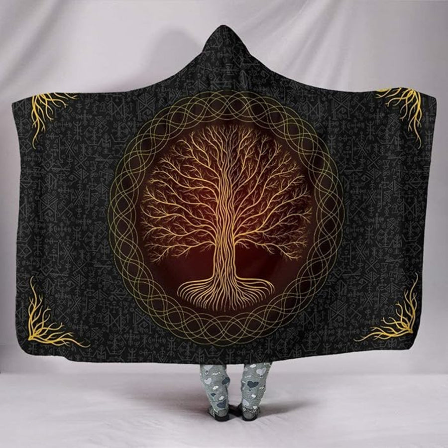 Ligerking Hooded Blanket - Nodric Tree of Life and Rune A35