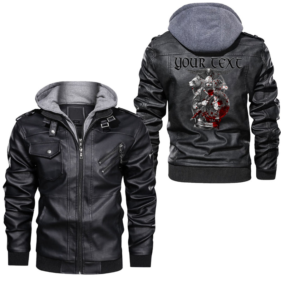 Ligerking - Odin Circle Raven Leather Jacket A95