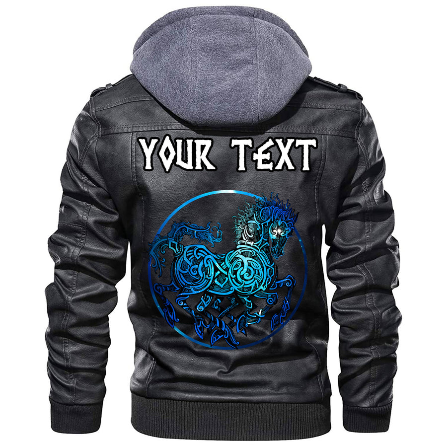 (Custom) Ligerking - Odin Skull With Weapon Leather Jacket A35