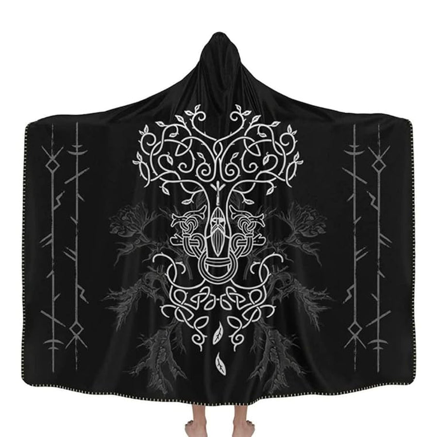 Ligerking Hooded Blanket - Odin Tattoo and Yggdrasil A35