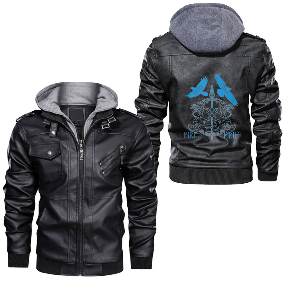 Ligerking - Odin's Ravens Hugin And Munin Leather Jacket A35