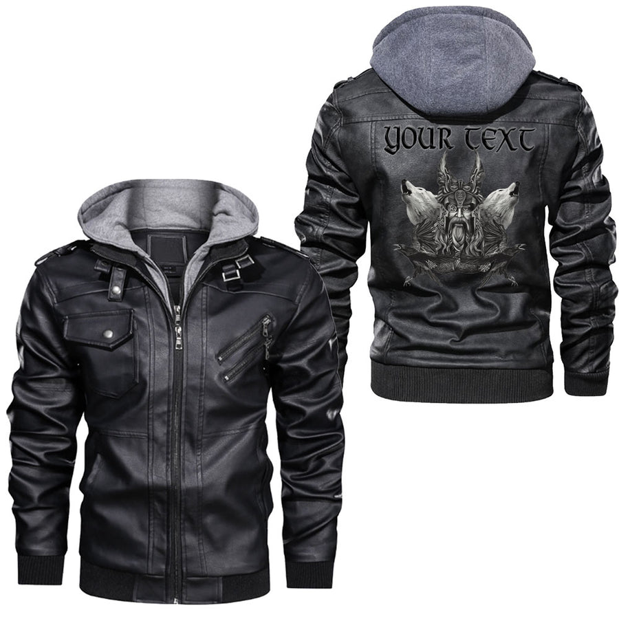 Ligerking - Odin Two Raven Celtic Leather Jacket A95