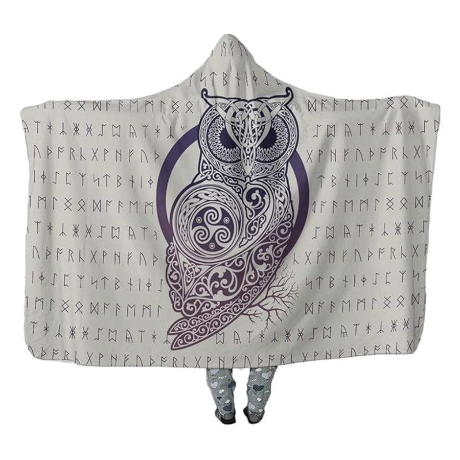 Ligerking Hooded Blanket - Owl and Rune Purple Color A35