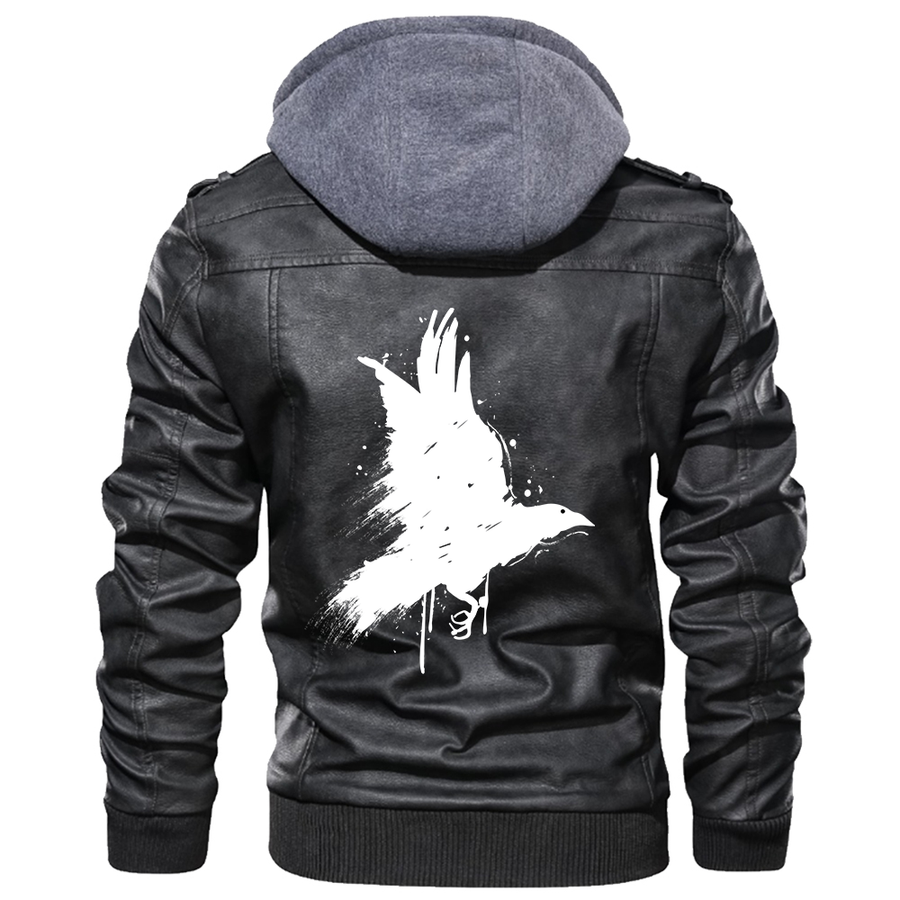 Ligerking - Odin,Hugin and Munin Tattoo Leather Jacket A35
