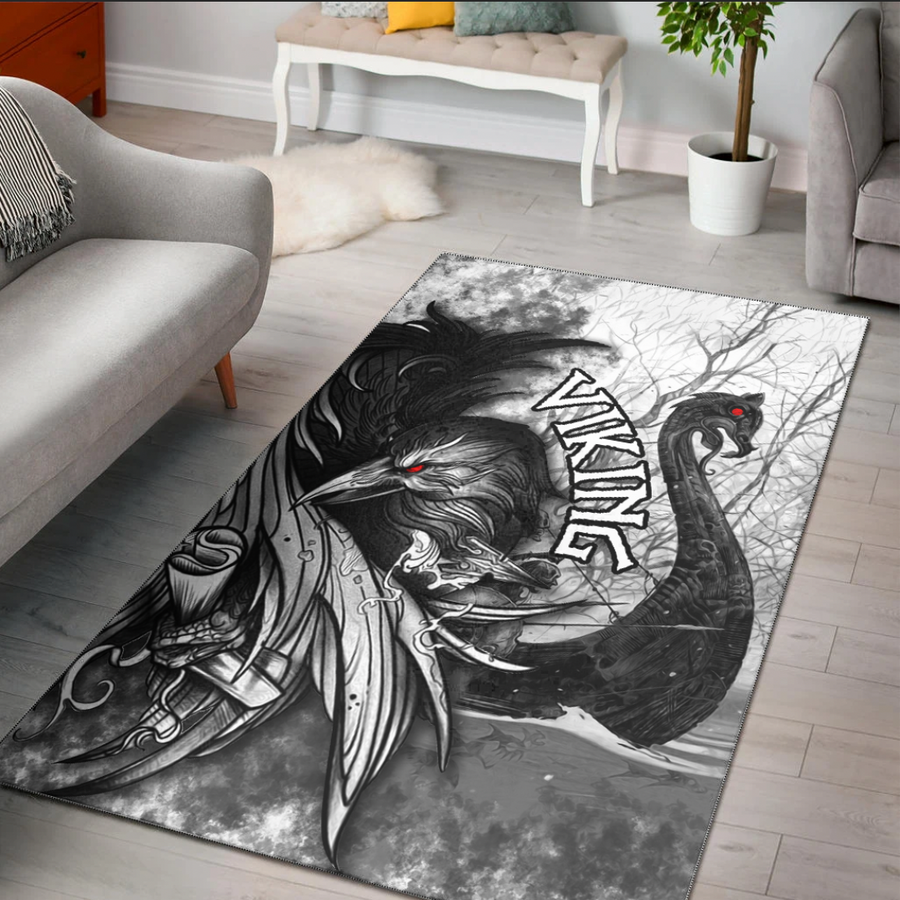 Ligerking Area Rug - Raven And Drakkar Area Rug A31