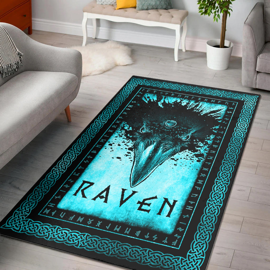 Ligerking Area Rug - Raven Black Blood Cyan Area Rug A35