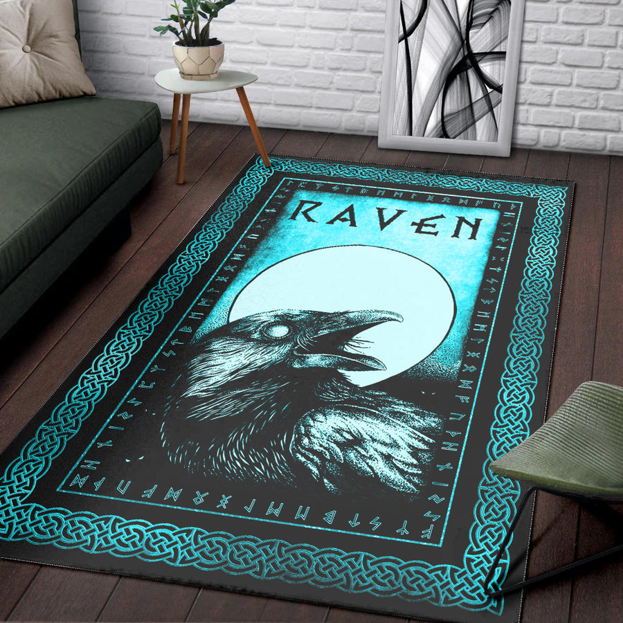 Ligerking Area Rug - Raven and Moon Cyan Area Rug A35