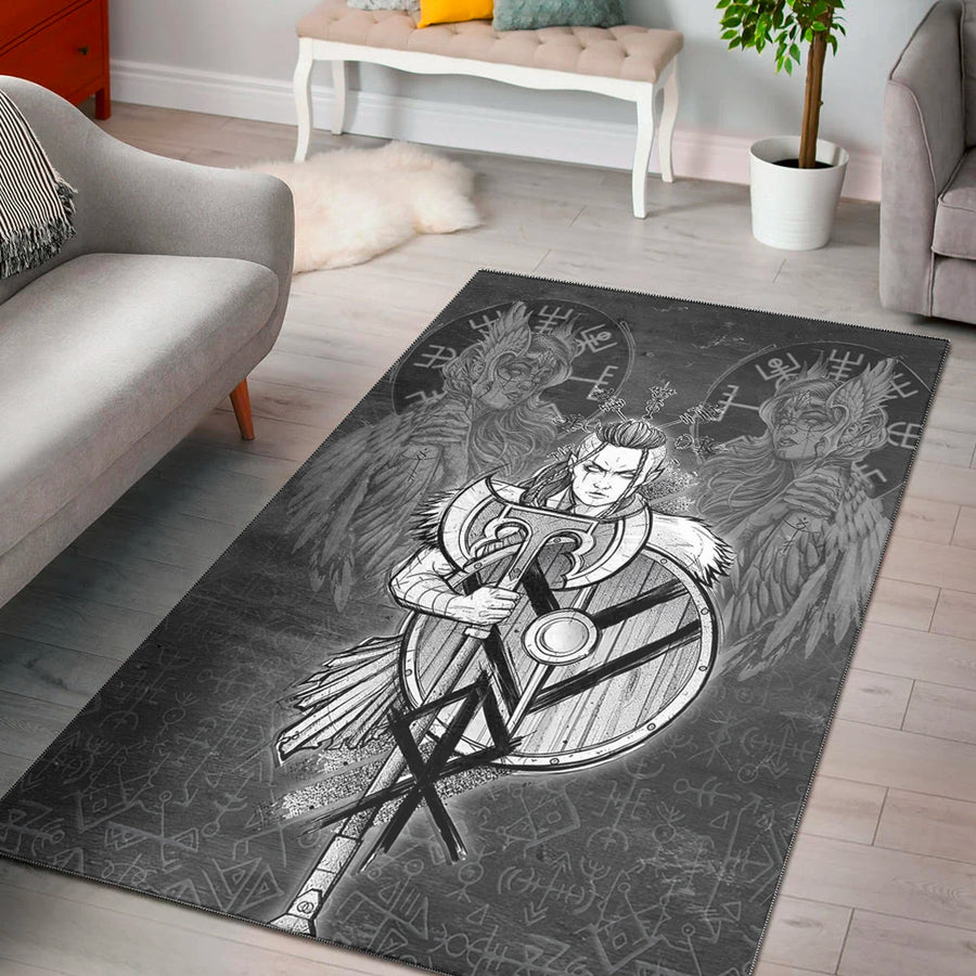 Ligerking Area Rug - Viking Women's Warrior Axes Area Rug A35