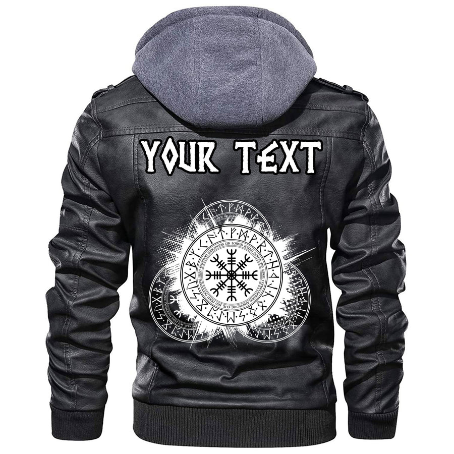 (Custom) Ligerking - Scandinavian Raven Axe Leather Jacket A35