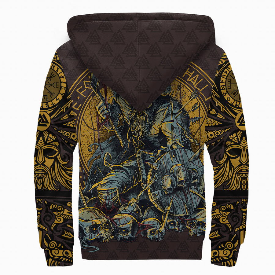 Ligerking - Sherpa Hoodie Warrior Viking Shield Skull A35